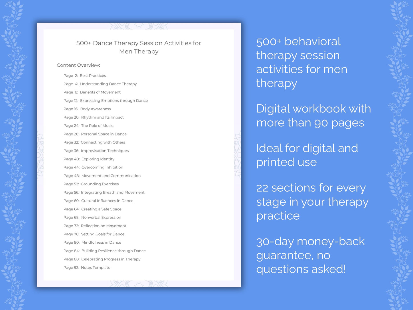 Men Dance Therapy Therapist Worksheets