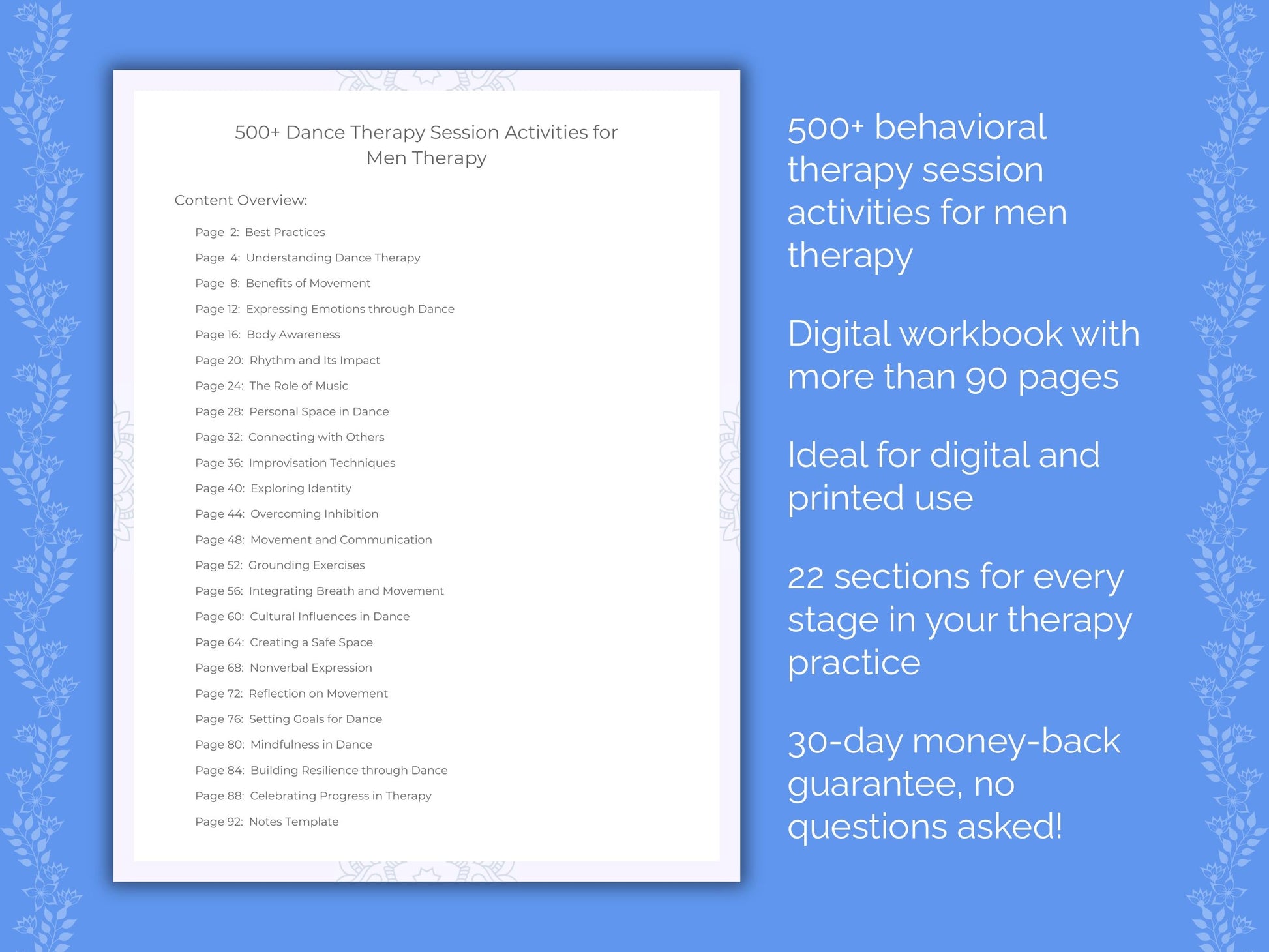 Men Dance Therapy Therapist Worksheets