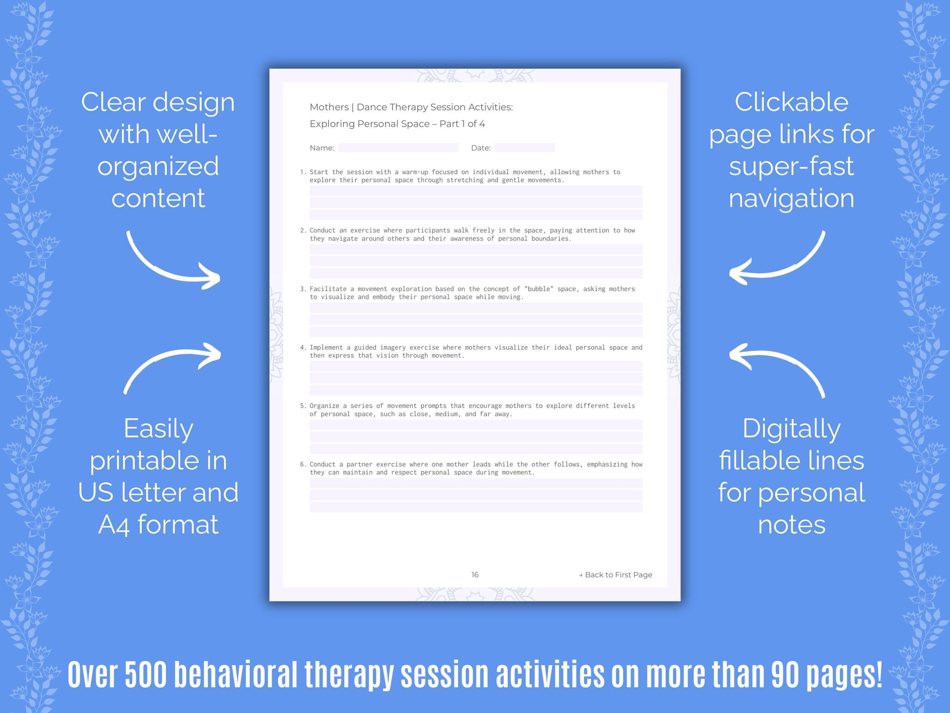 Mothers Dance Therapy Counseling Templates