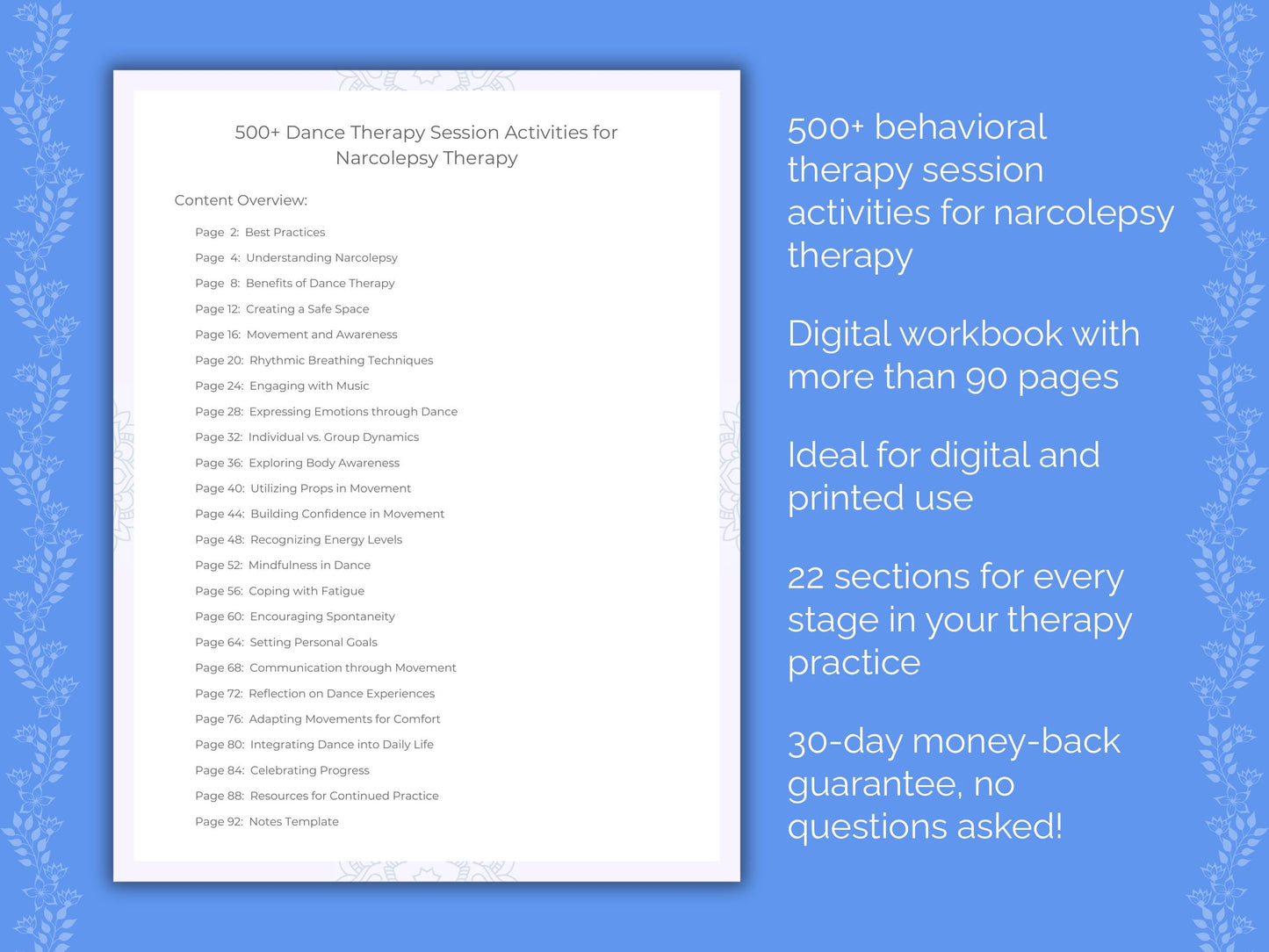 Narcolepsy Dance Therapy Therapist Worksheets