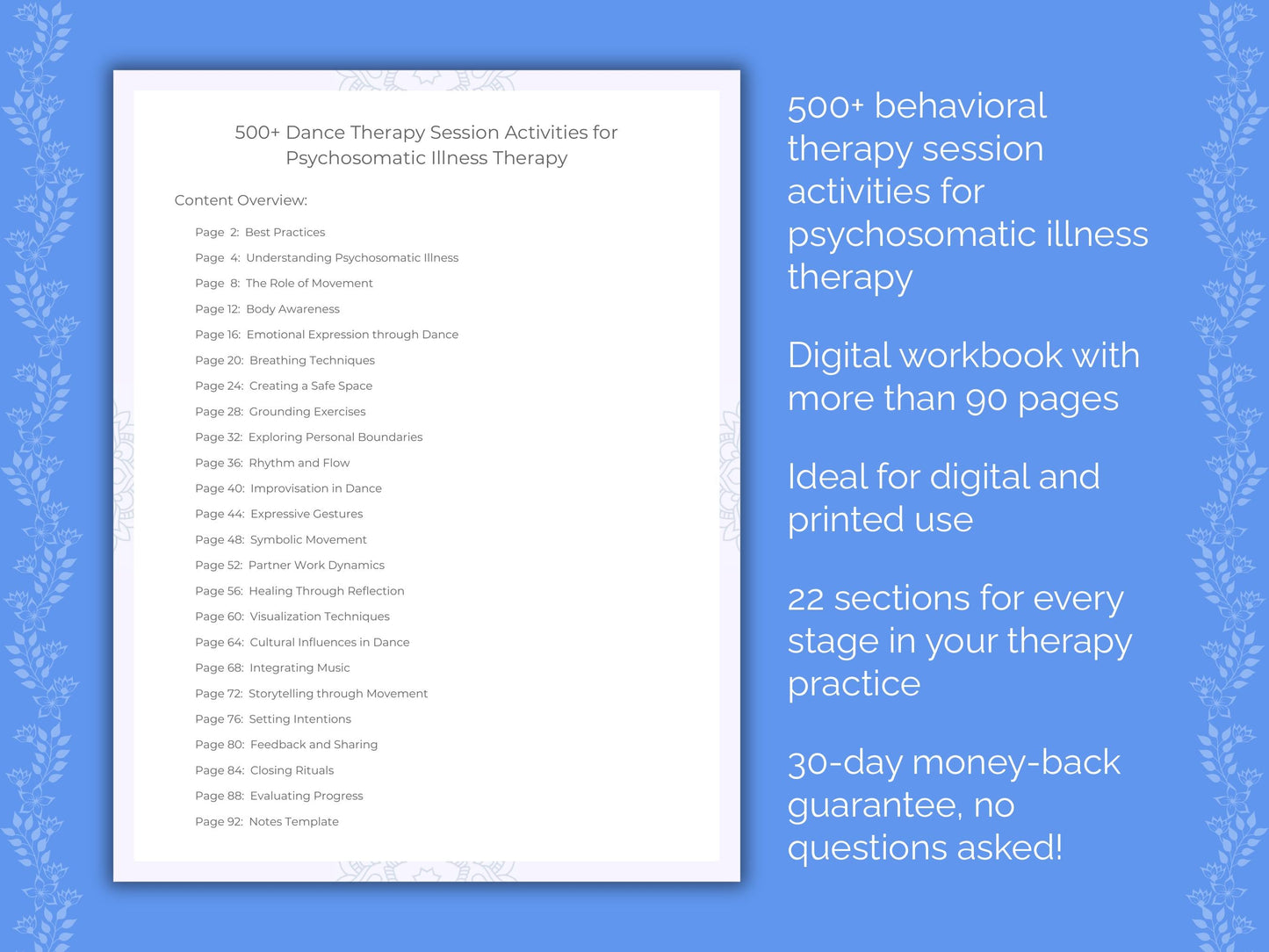 Psychosomatic Illness Dance Therapy Therapist Worksheets