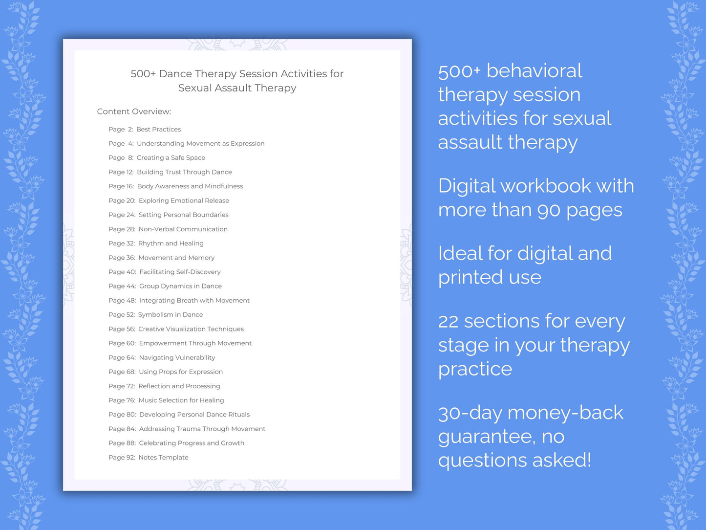 Sexual Assault Dance Therapy Therapist Worksheets