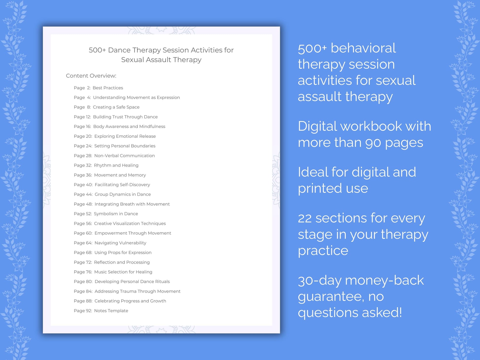 Sexual Assault Dance Therapy Therapist Worksheets