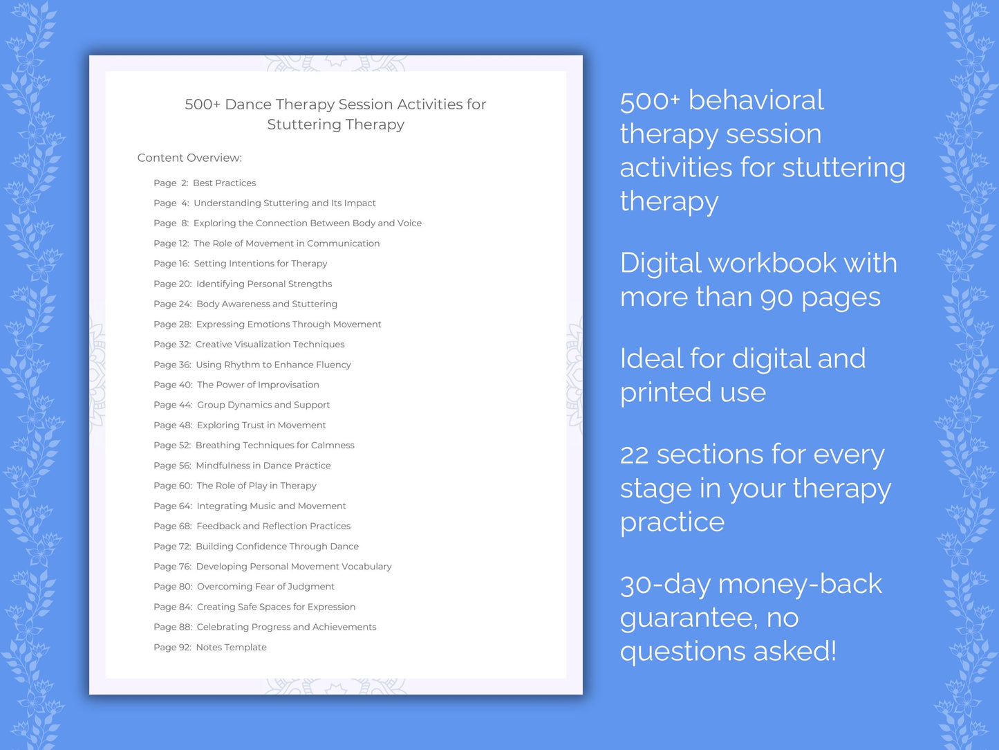 Stuttering Dance Therapy Therapist Worksheets