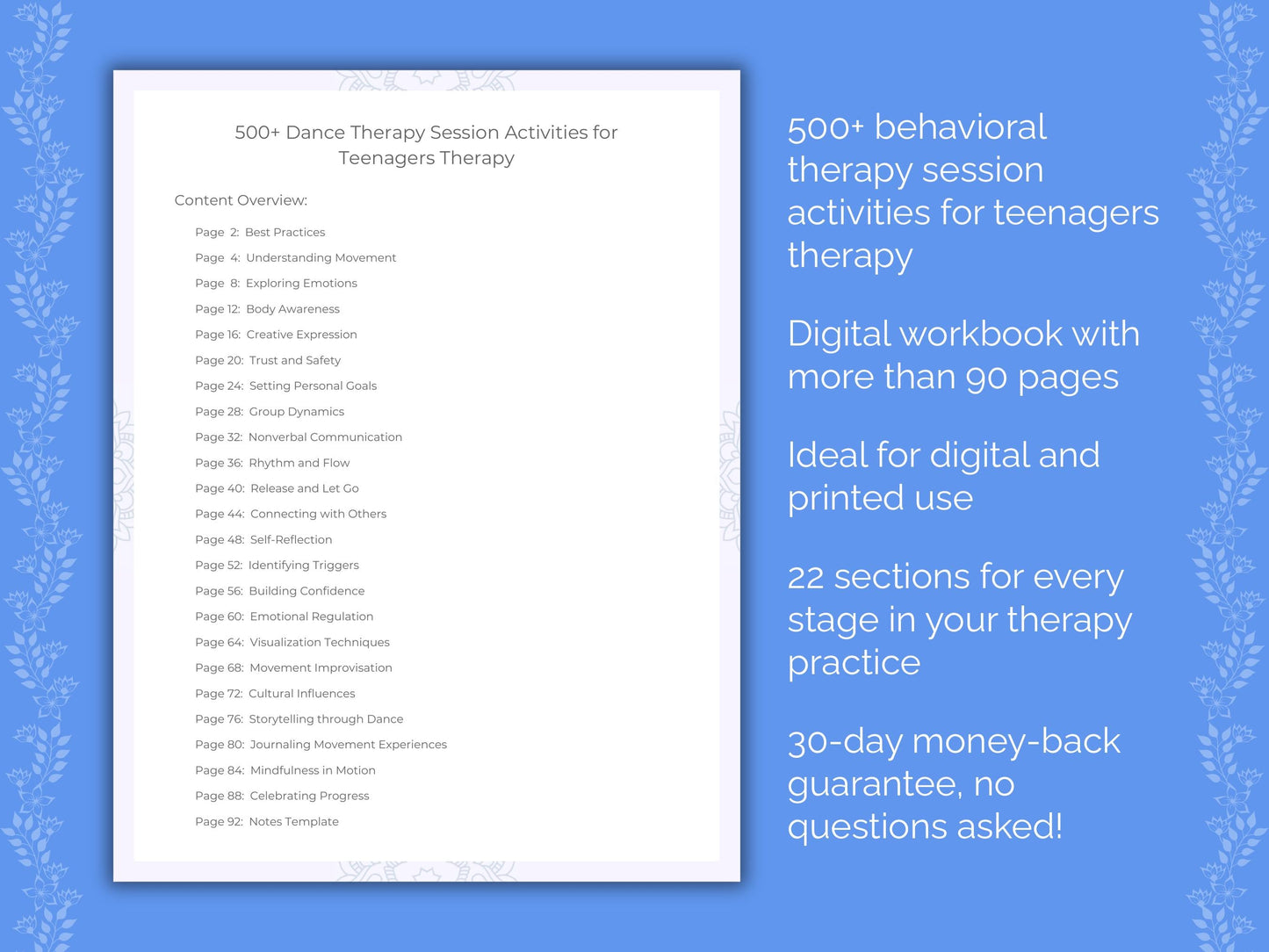 Teenagers Dance Therapy Therapist Worksheets