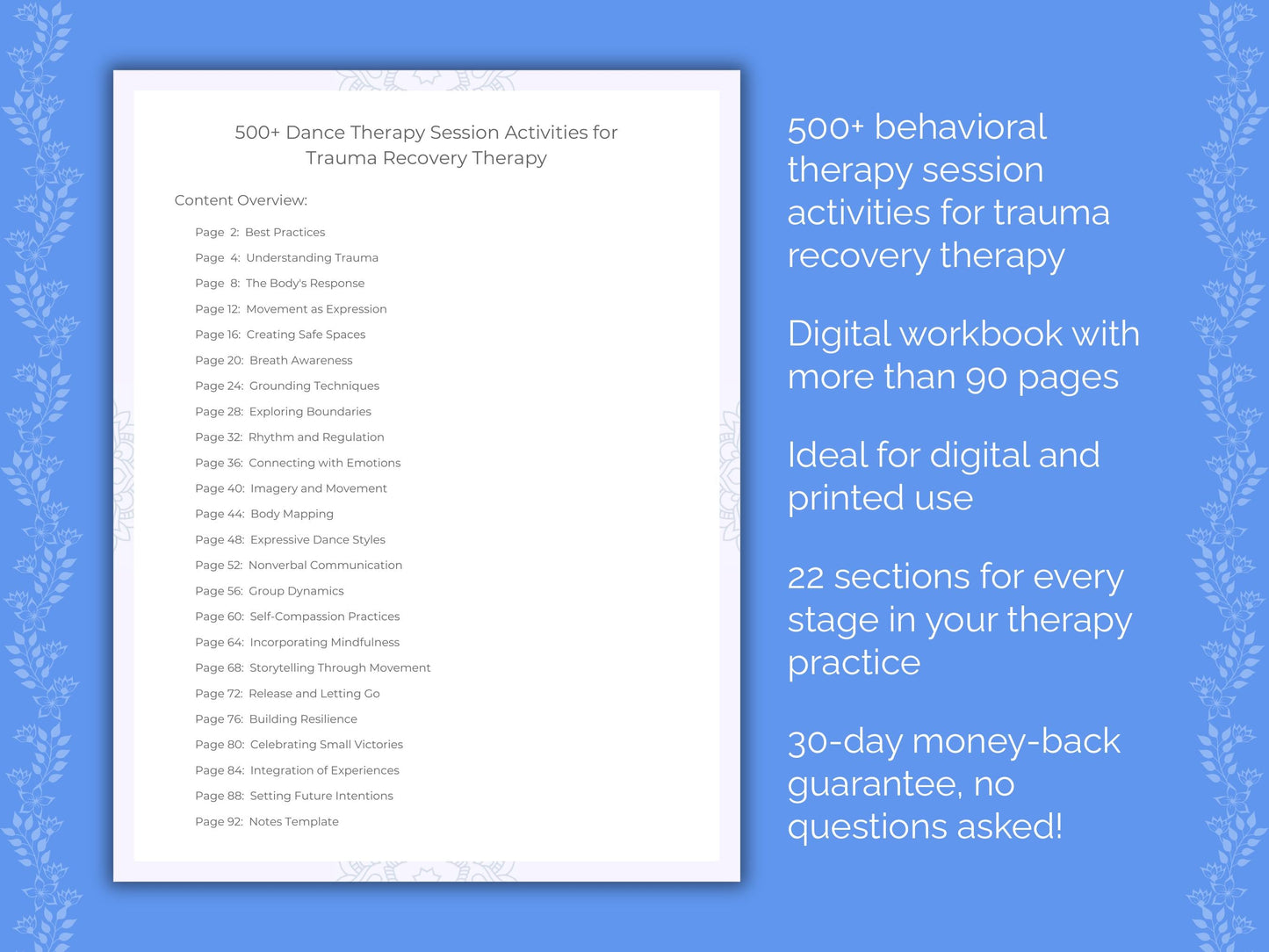 Trauma Recovery Dance Therapy Therapist Worksheets