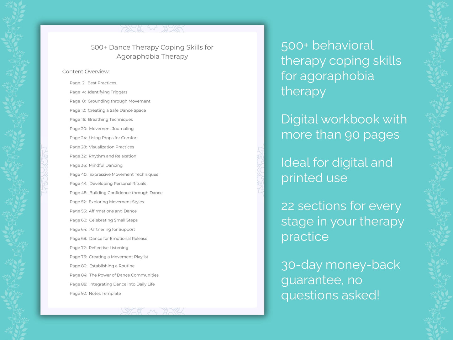 Agoraphobia Dance Therapy Therapist Worksheets