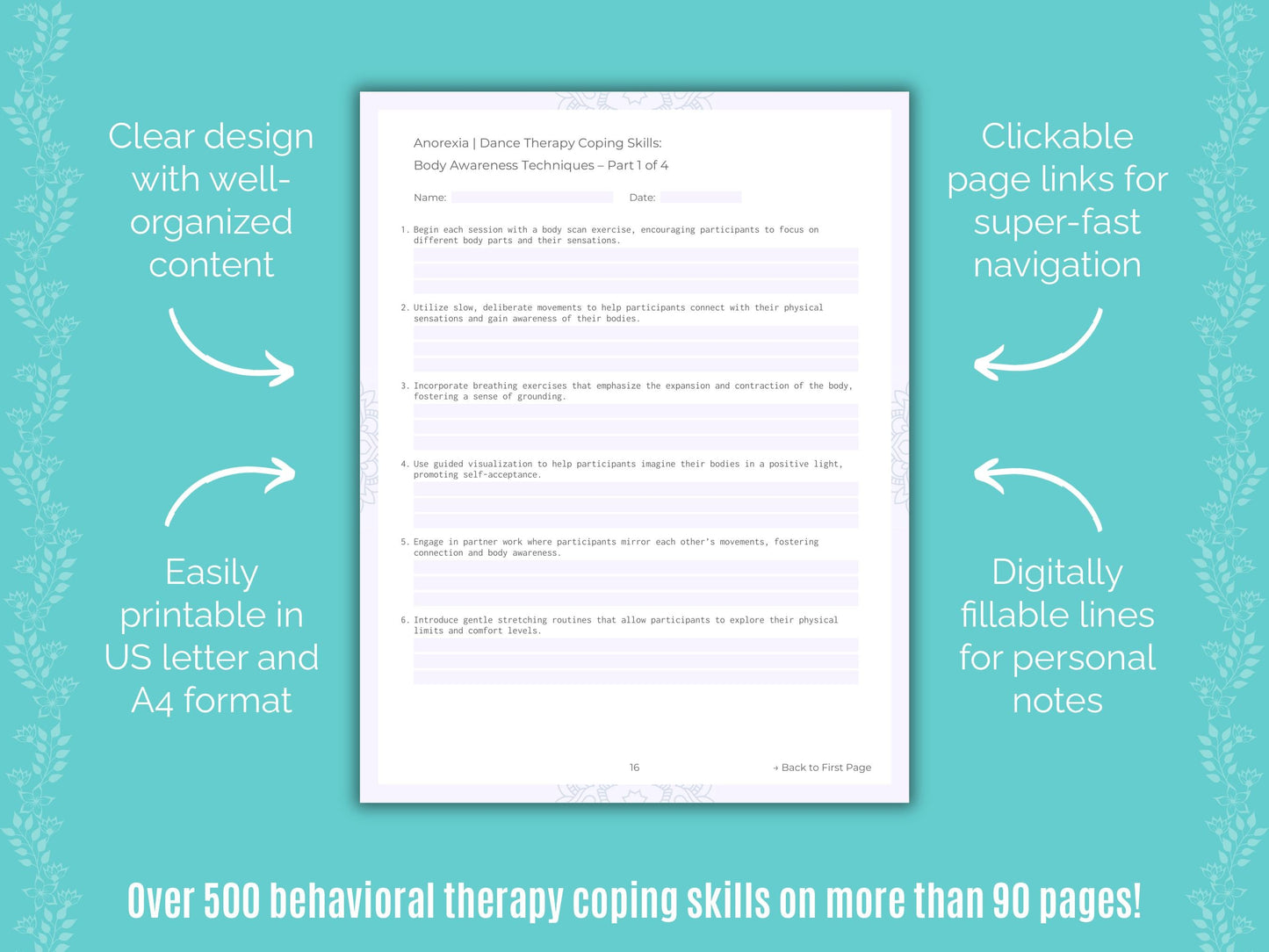 Anorexia Dance Therapy Counseling Templates