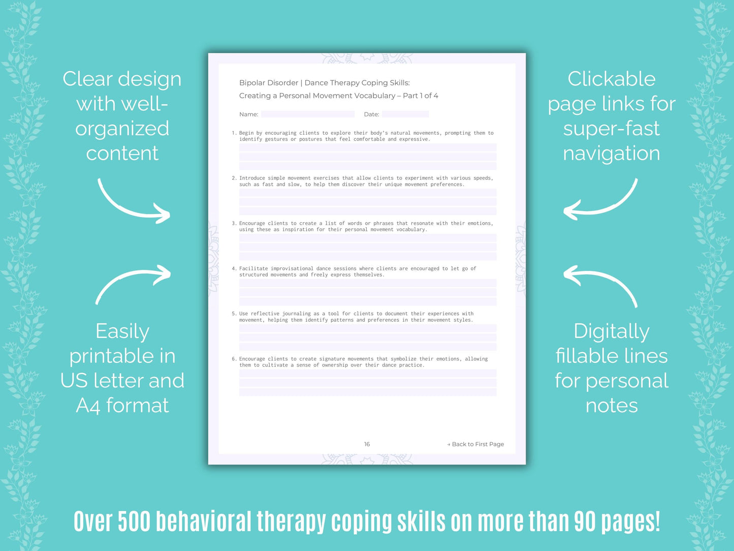 Bipolar Disorder Dance Therapy Counseling Templates