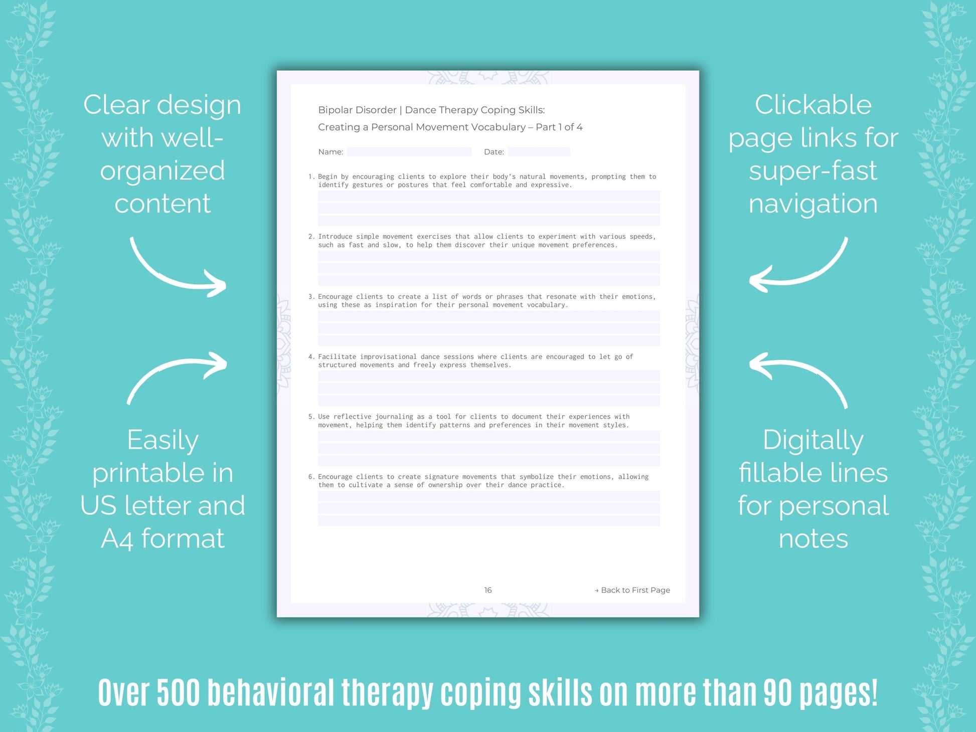 Bipolar Disorder Dance Therapy Counseling Templates