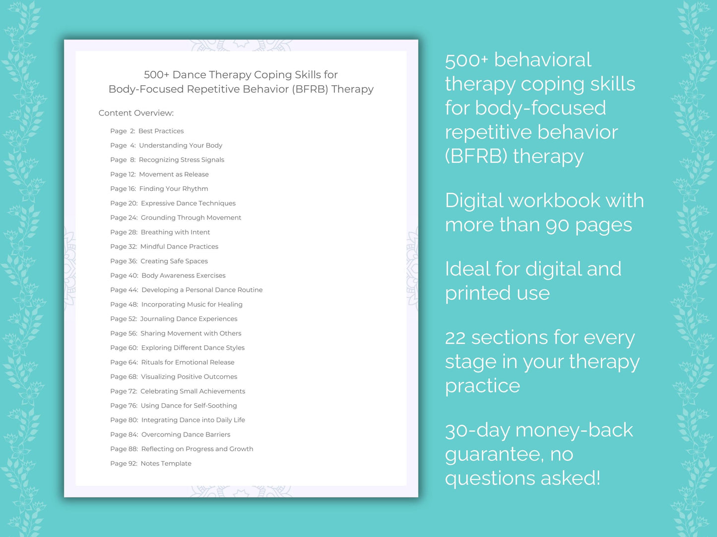 Body-Focused Repetitive Behavior (BFRB) Dance Therapy Therapist Worksheets