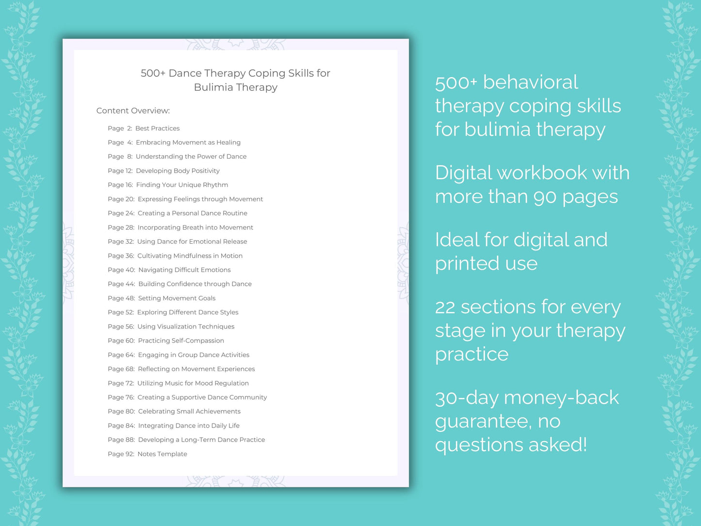 Bulimia Dance Therapy Therapist Worksheets