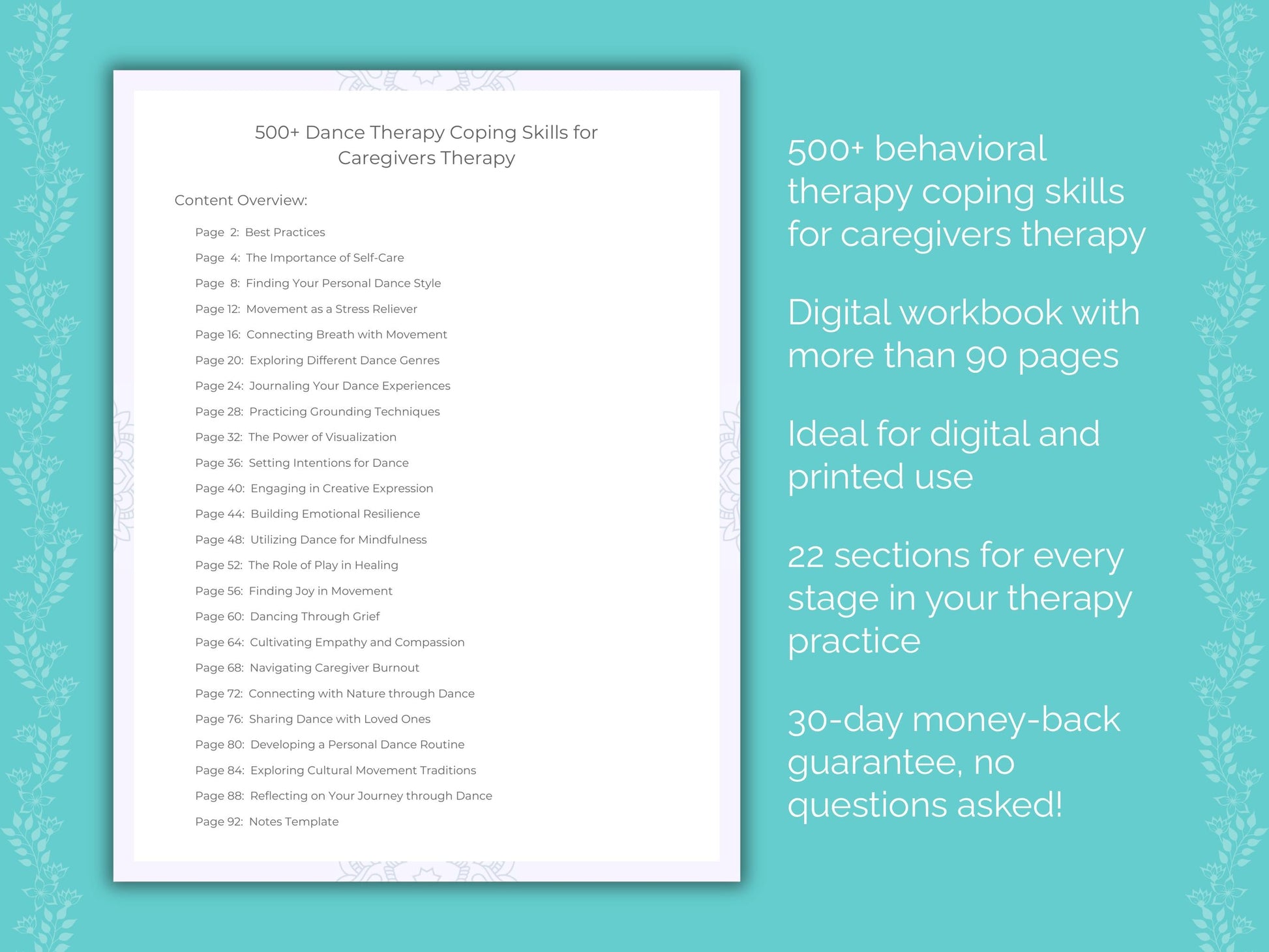 Caregivers Dance Therapy Therapist Worksheets