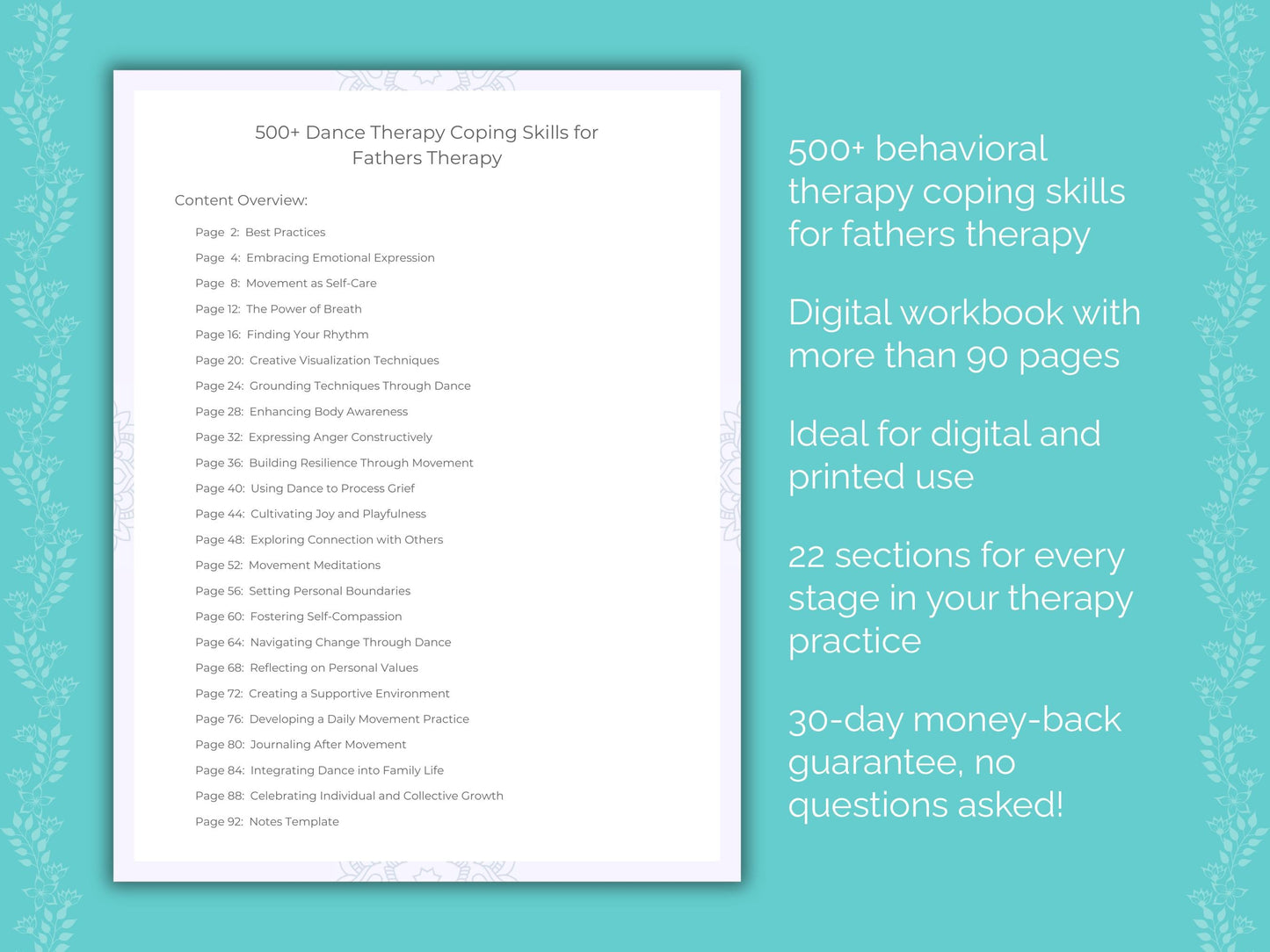 Fathers Dance Therapy Therapist Worksheets