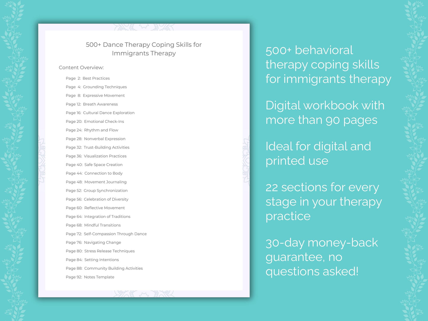 Immigrants Dance Therapy Therapist Worksheets