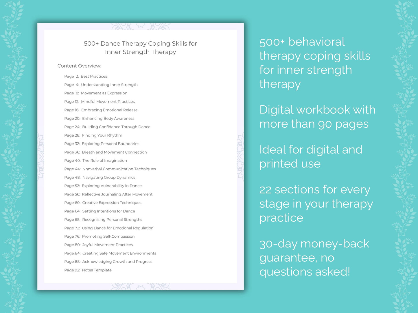 Inner Strength Dance Therapy Therapist Worksheets