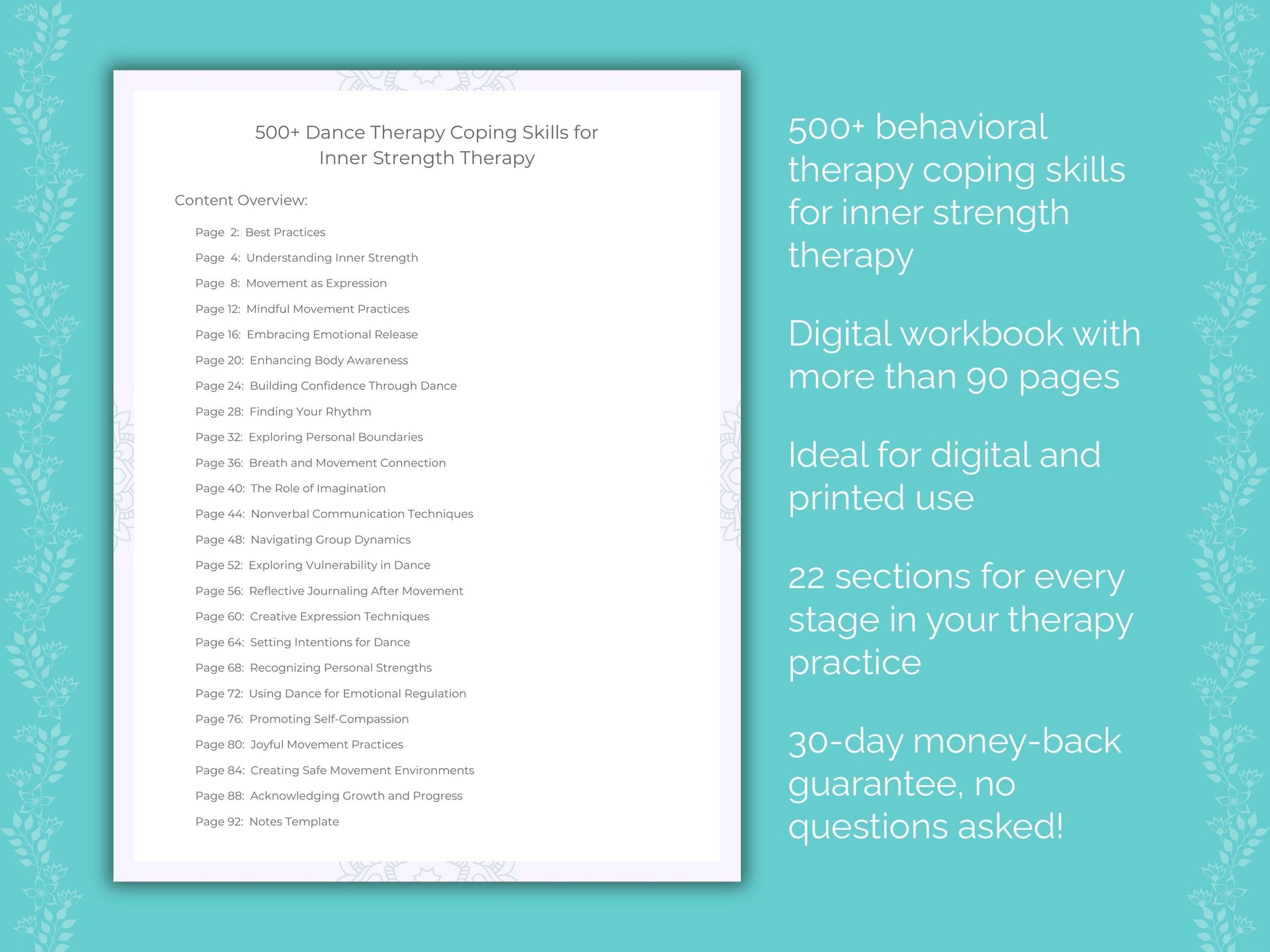 Inner Strength Dance Therapy Therapist Worksheets