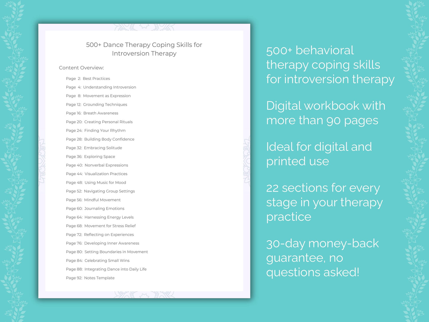 Introversion Dance Therapy Therapist Worksheets