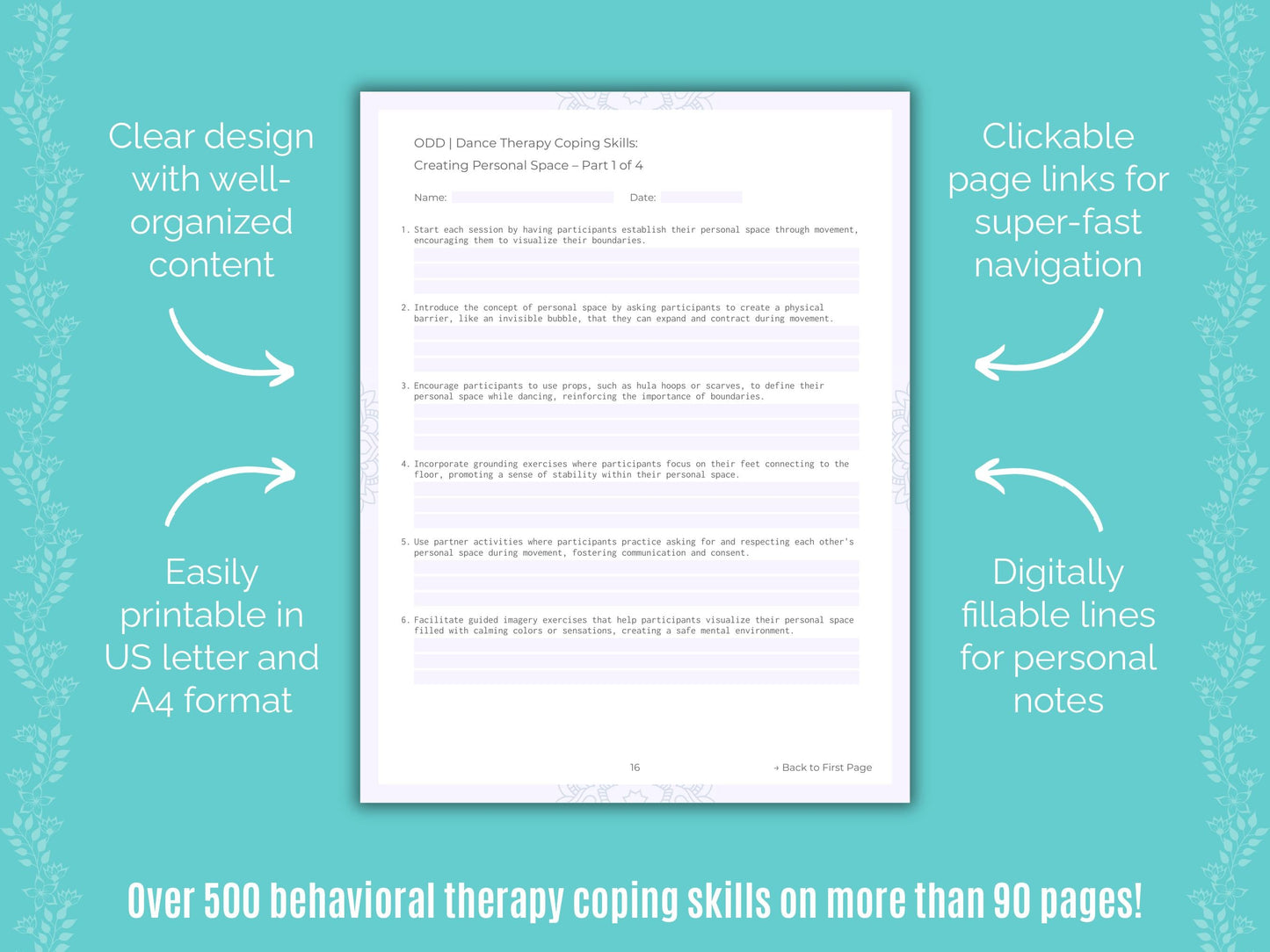 Oppositional Defiant Disorder (ODD) Dance Therapy Counseling Templates