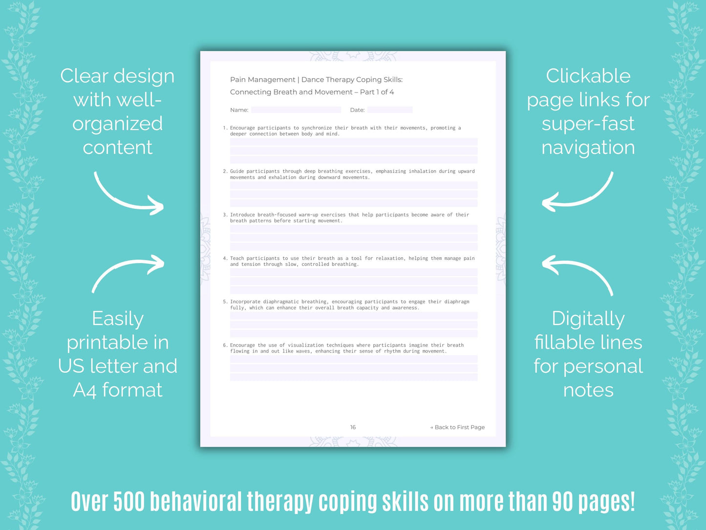 Pain Management Dance Therapy Counseling Templates