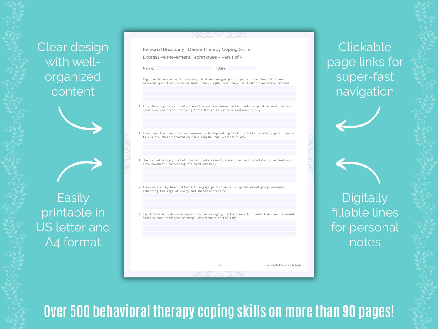 Personal Boundary Dance Therapy Counseling Templates