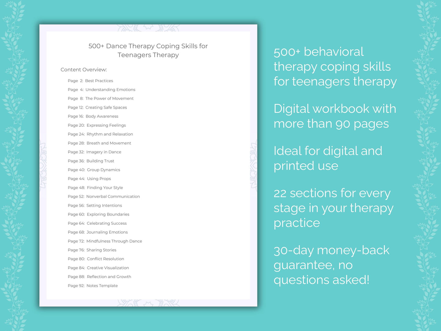 Teenagers Dance Therapy Therapist Worksheets