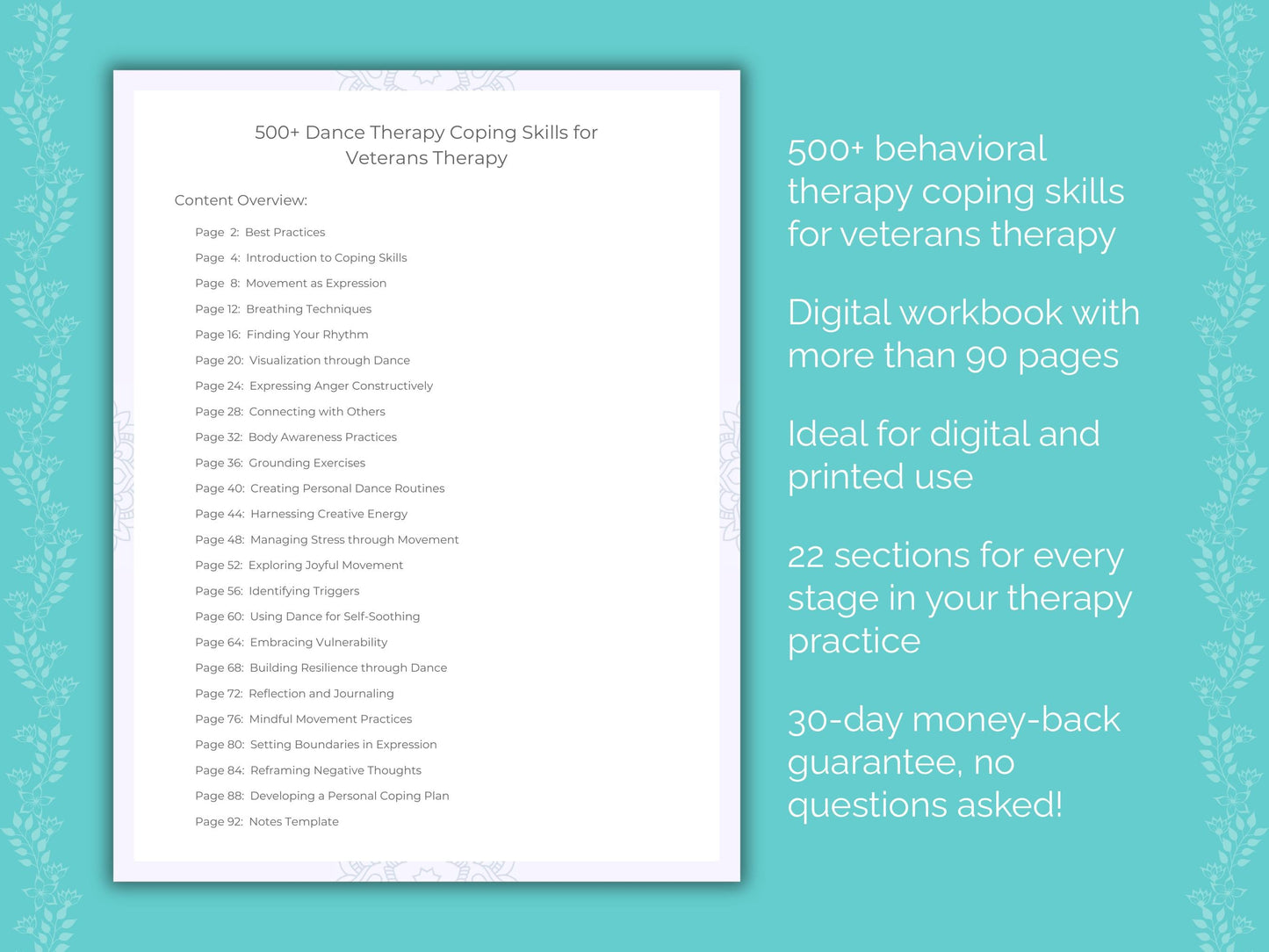Veterans Dance Therapy Therapist Worksheets