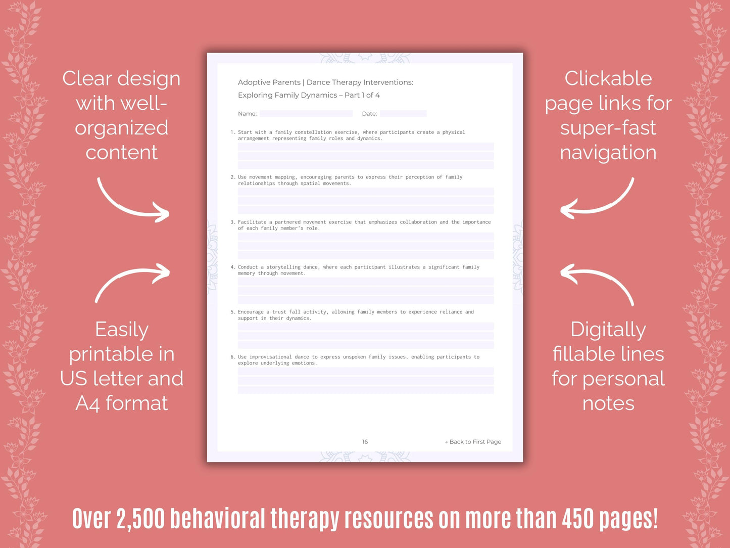 Adoptive Parents Dance Therapy Counseling Templates