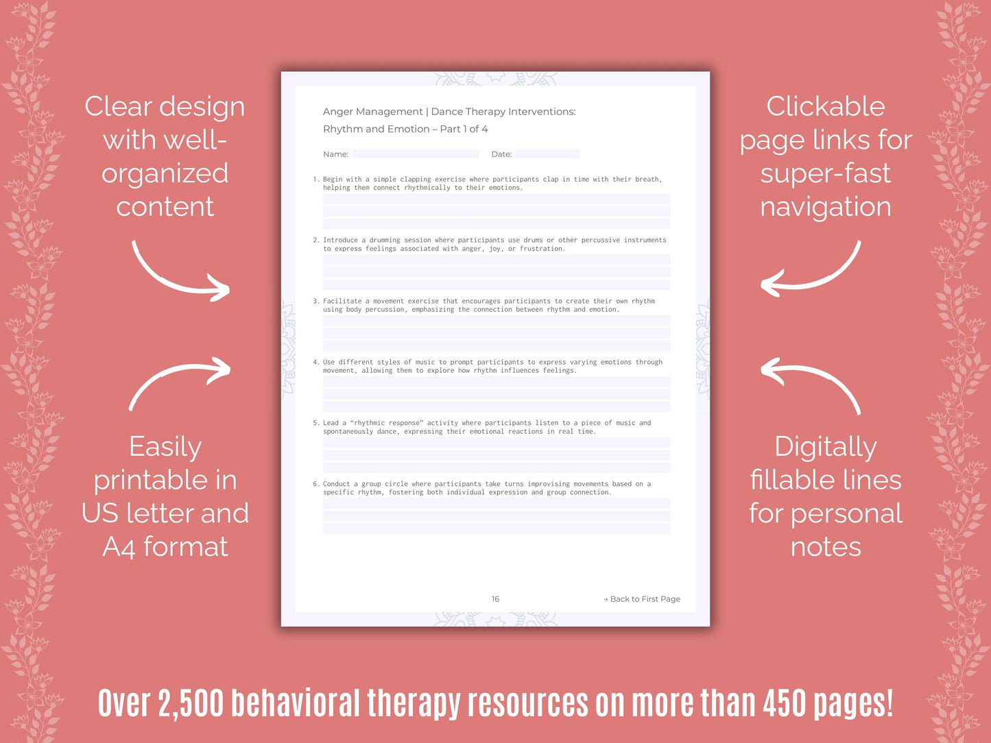 Anger Management Dance Therapy Counseling Templates