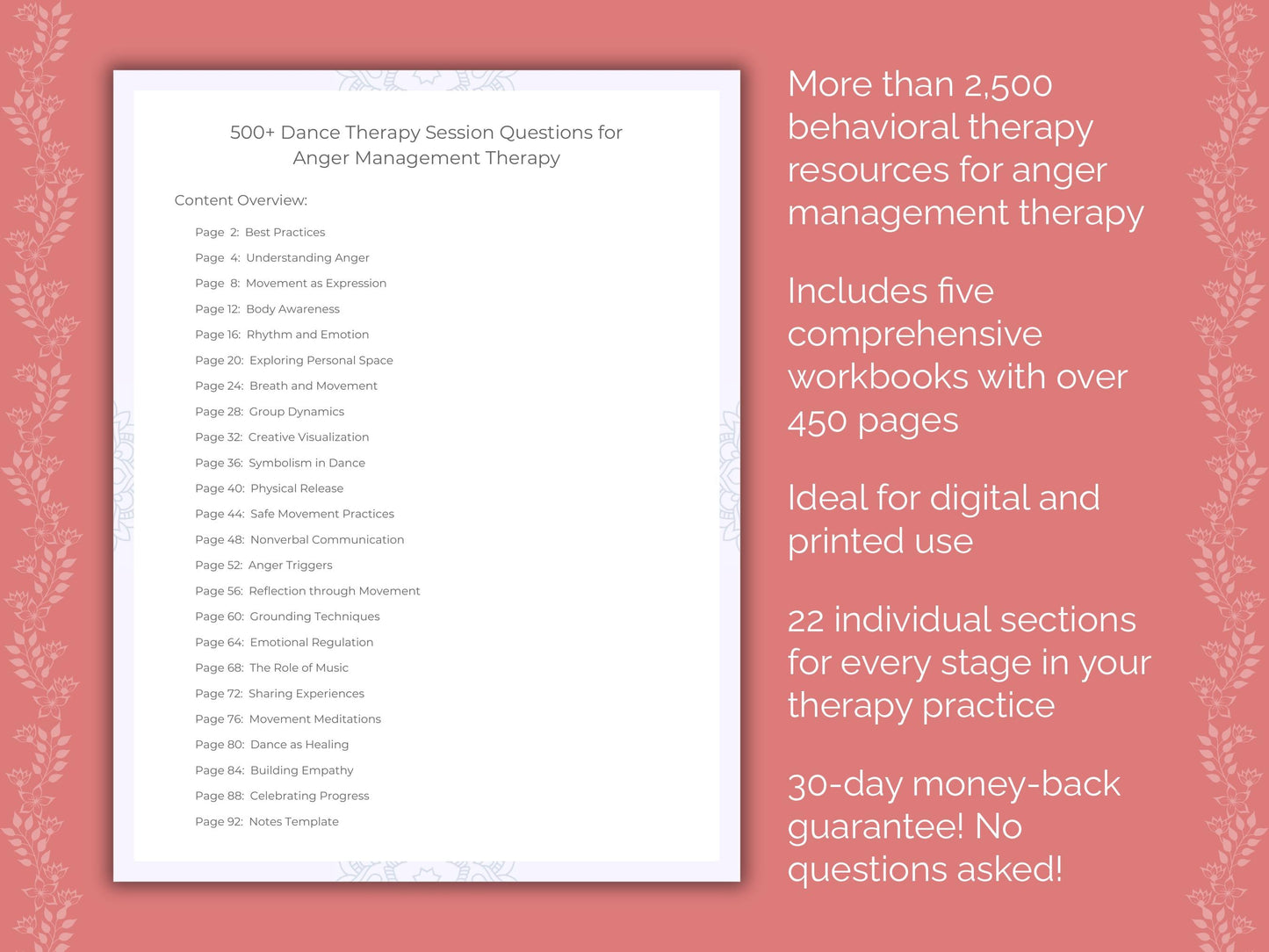 Anger Management Dance Therapy Therapist Worksheets