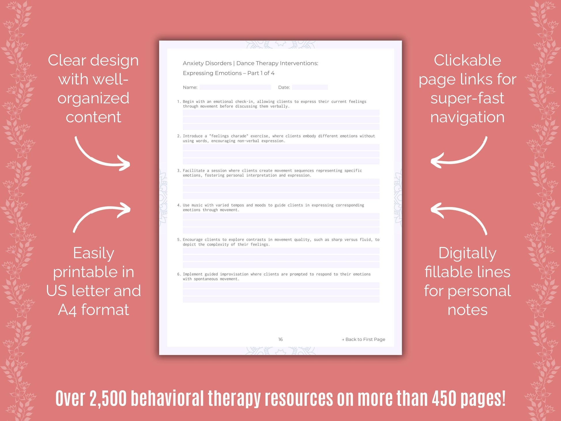 Anxiety Disorders Dance Therapy Counseling Templates