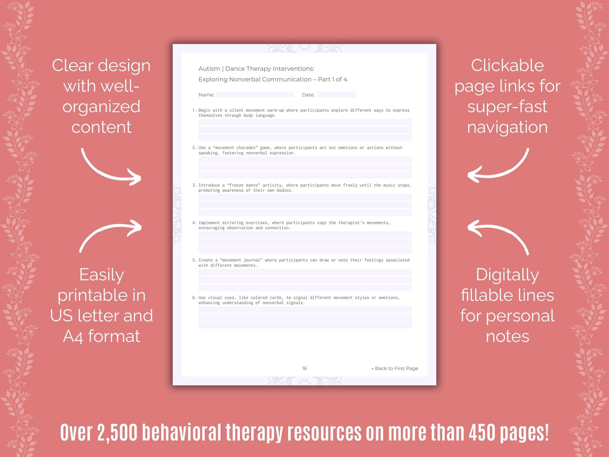 Autism Spectrum Disorder Dance Therapy Counseling Templates