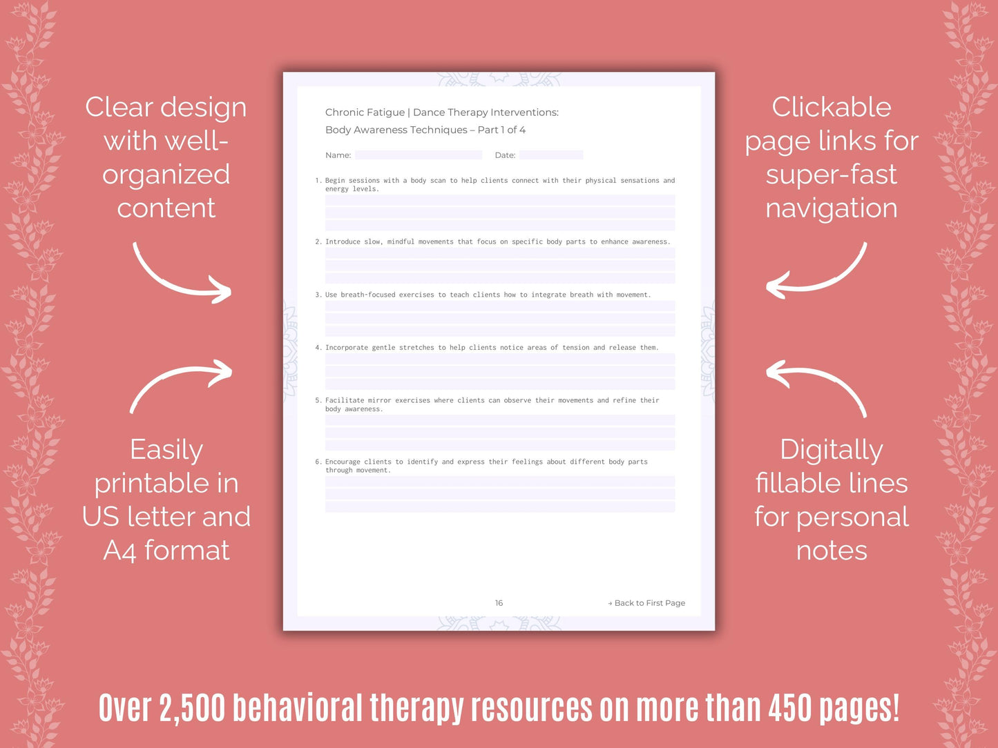 Chronic Fatigue Dance Therapy Counseling Templates