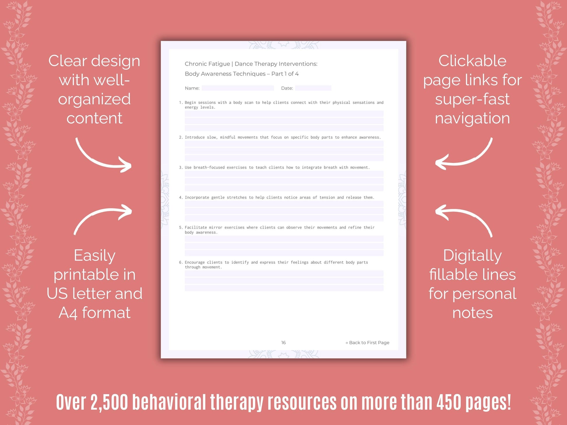 Chronic Fatigue Dance Therapy Counseling Templates