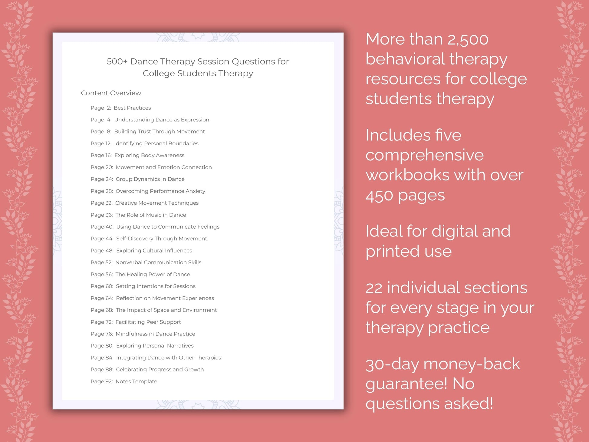 College Students Dance Therapy Therapist Worksheets