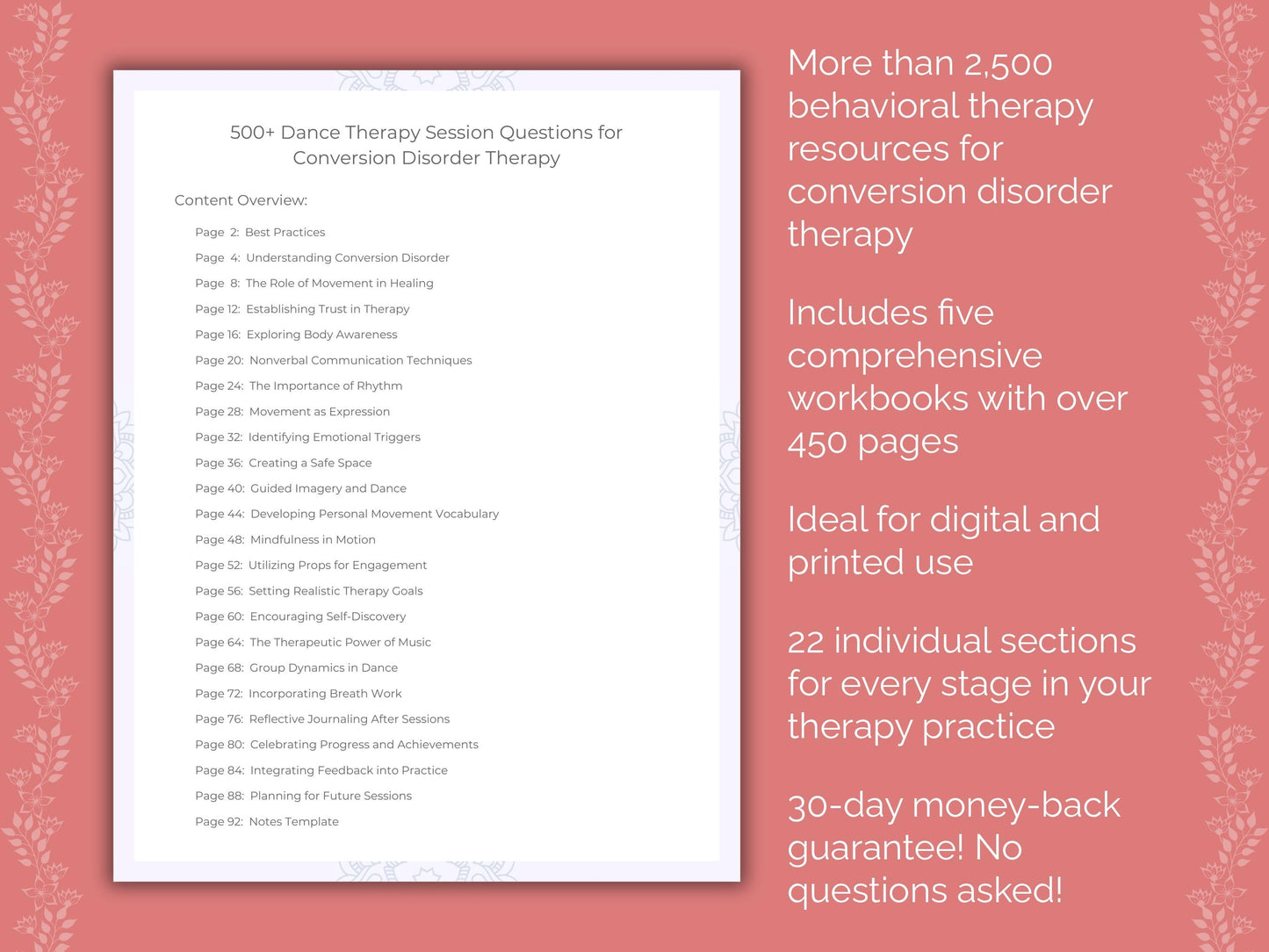 Conversion Disorder Dance Therapy Therapist Worksheets