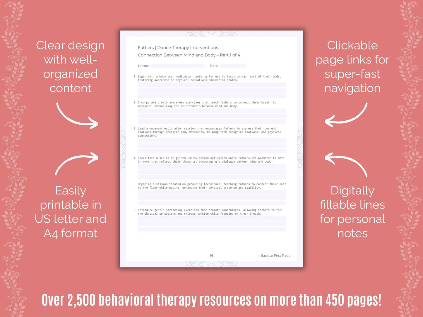 Fathers Dance Therapy Counseling Templates