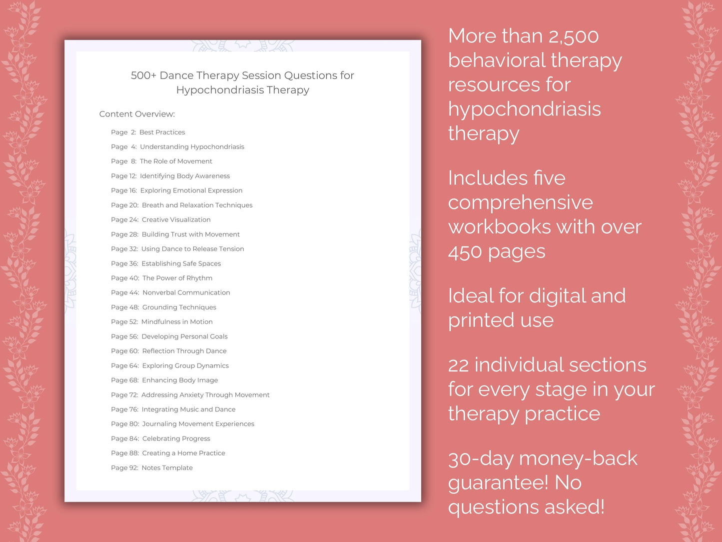 Hypochondriasis Dance Therapy Therapist Worksheets