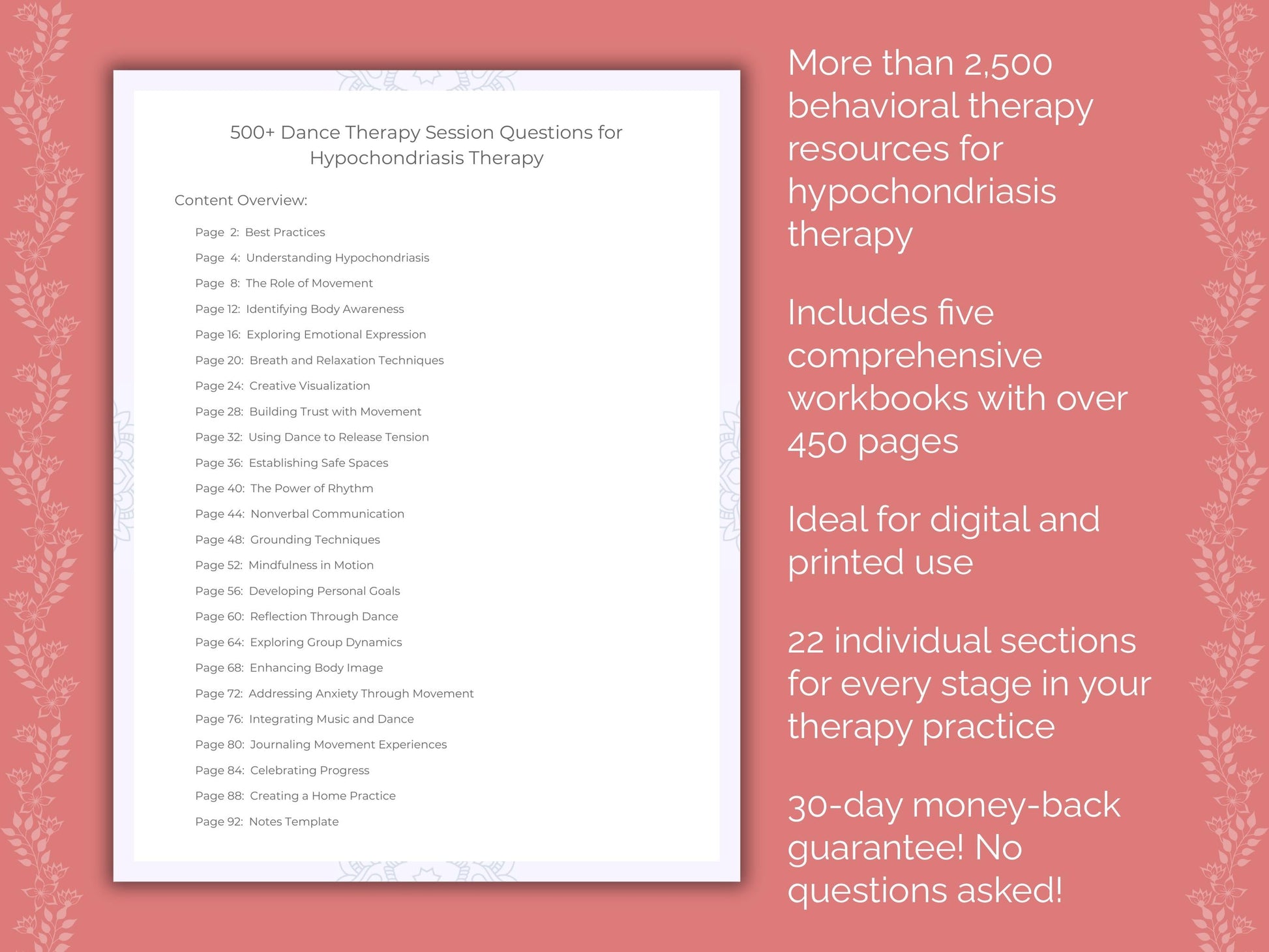 Hypochondriasis Dance Therapy Therapist Worksheets