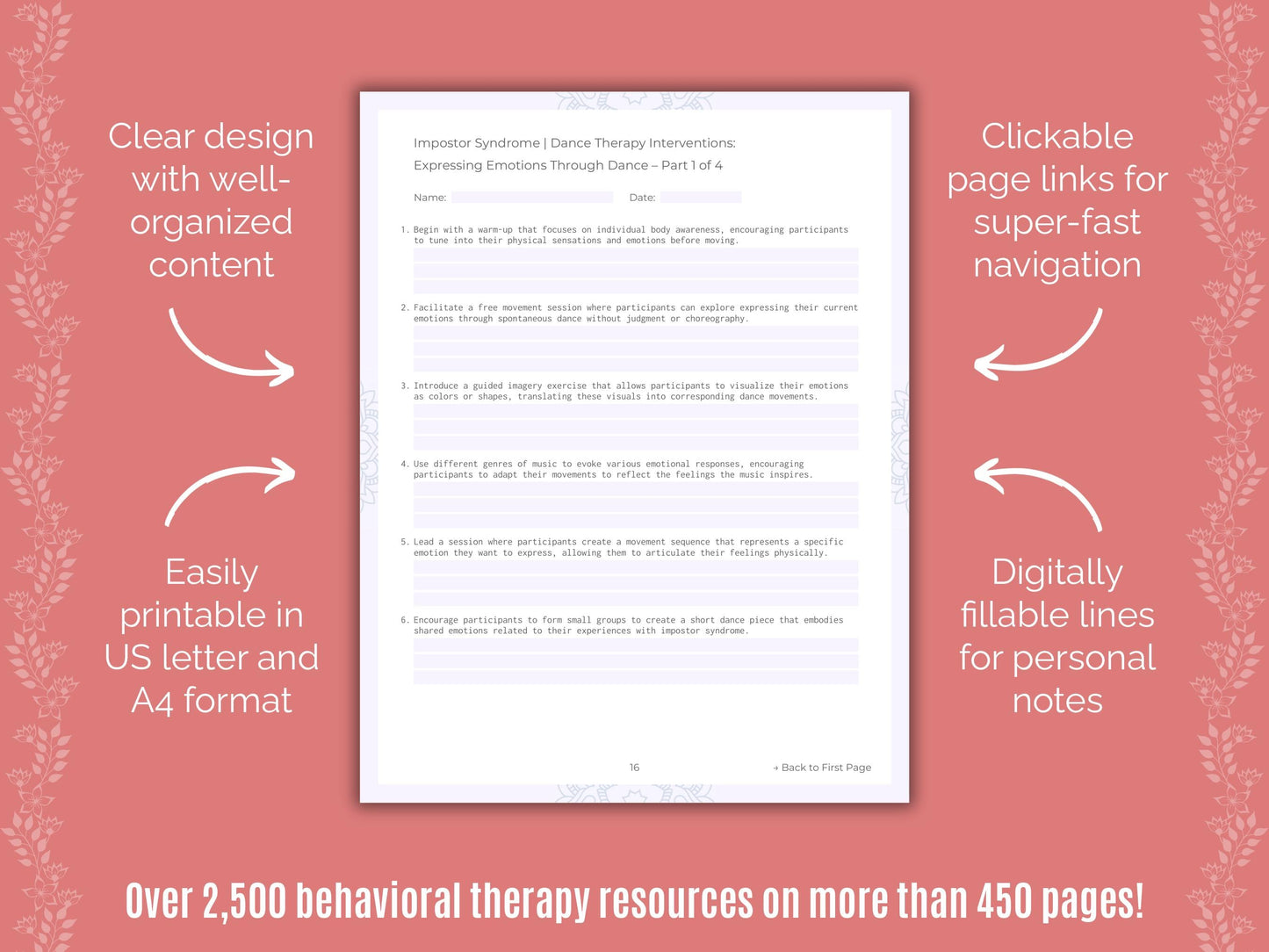 Impostor Syndrome Dance Therapy Counseling Templates