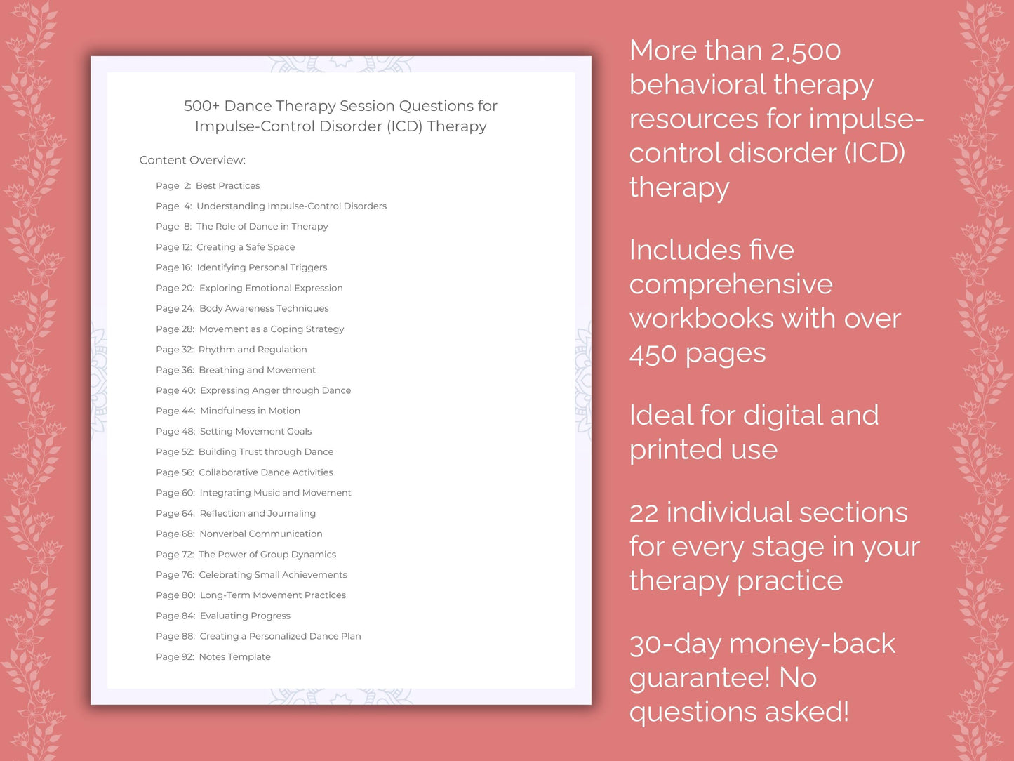 Impulse-Control Disorder (ICD) Dance Therapy Therapist Worksheets