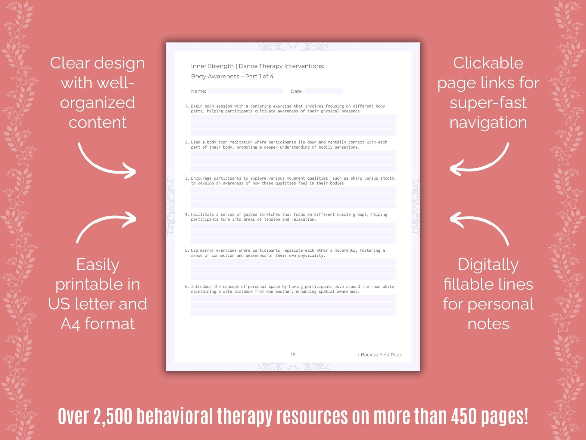 Inner Strength Dance Therapy Counseling Templates