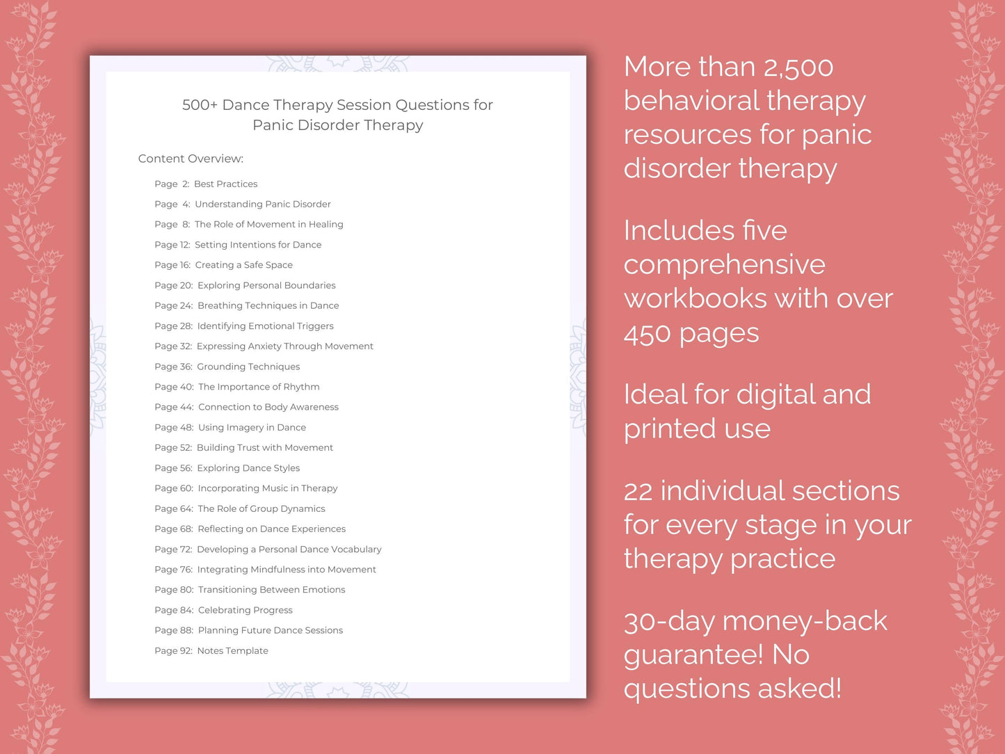 Panic Disorder Dance Therapy Therapist Worksheets