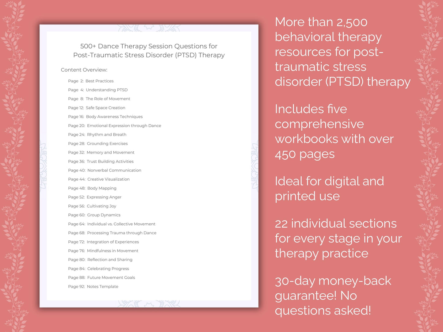 Post-Traumatic Stress Disorder (PTSD) Dance Therapy Therapist Worksheets