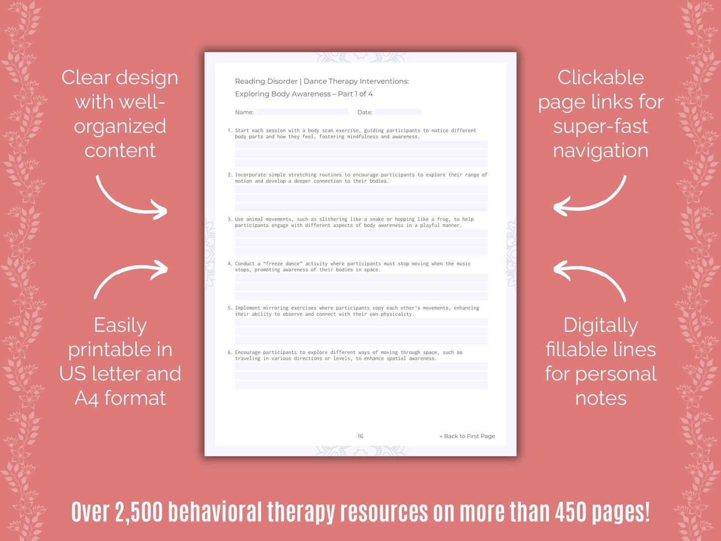 Reading Disorder Dance Therapy Counseling Templates