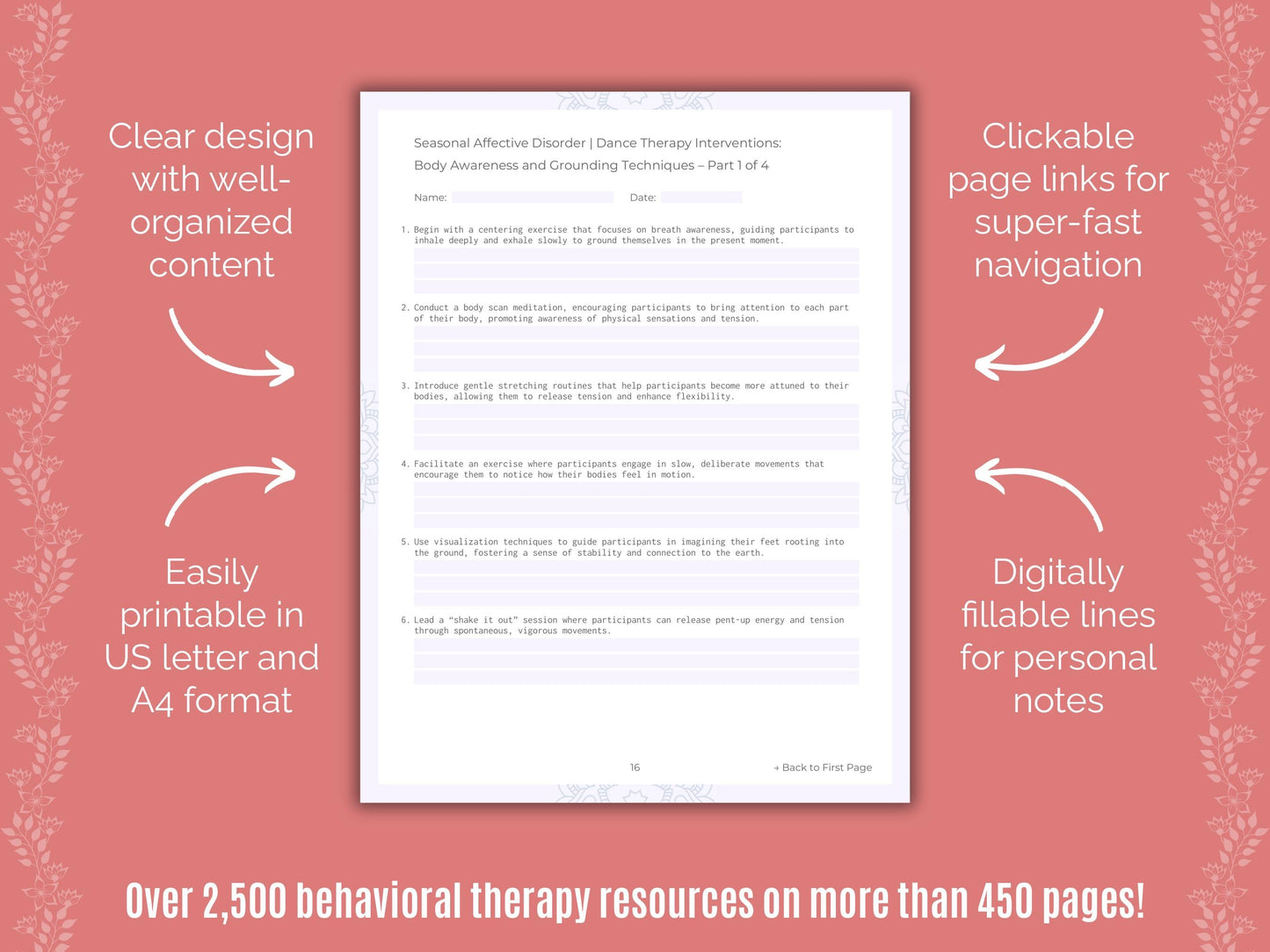 Seasonal Affective Disorder Dance Therapy Counseling Templates