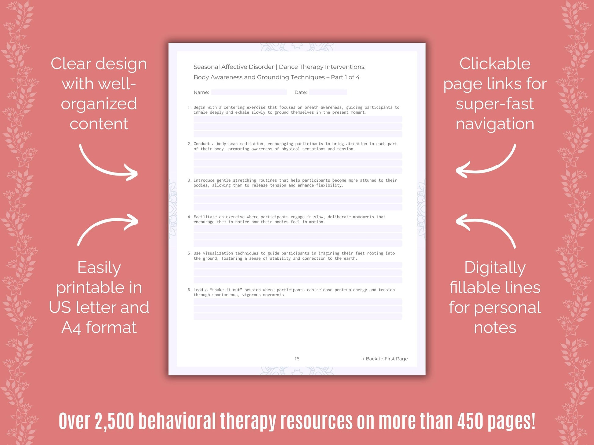 Seasonal Affective Disorder Dance Therapy Counseling Templates