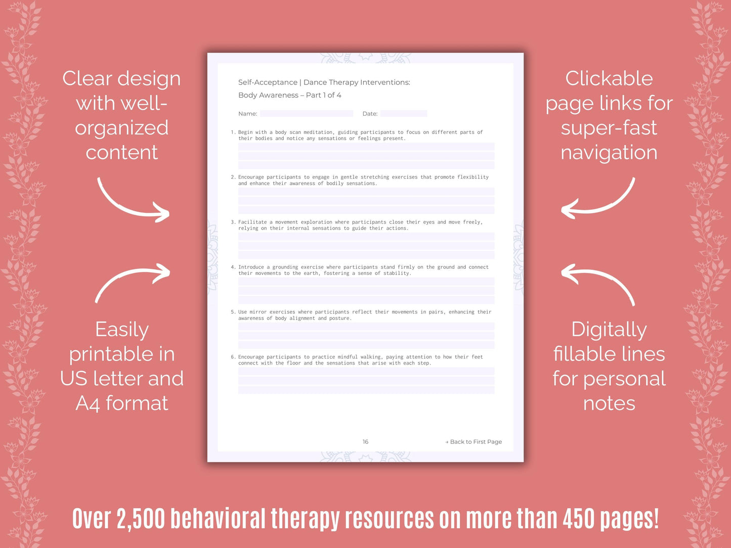 Self-Acceptance Dance Therapy Counseling Templates