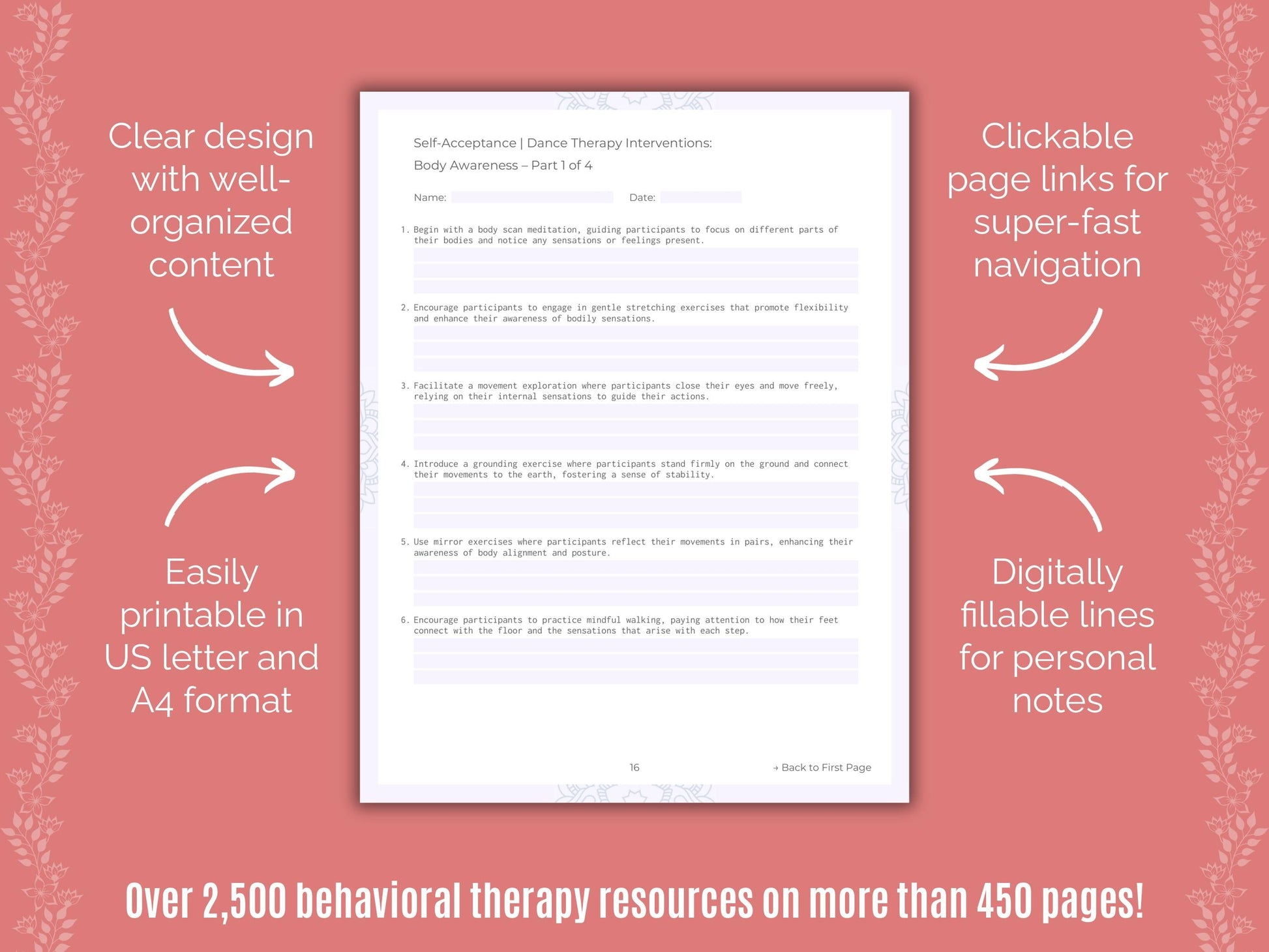 Self-Acceptance Dance Therapy Counseling Templates