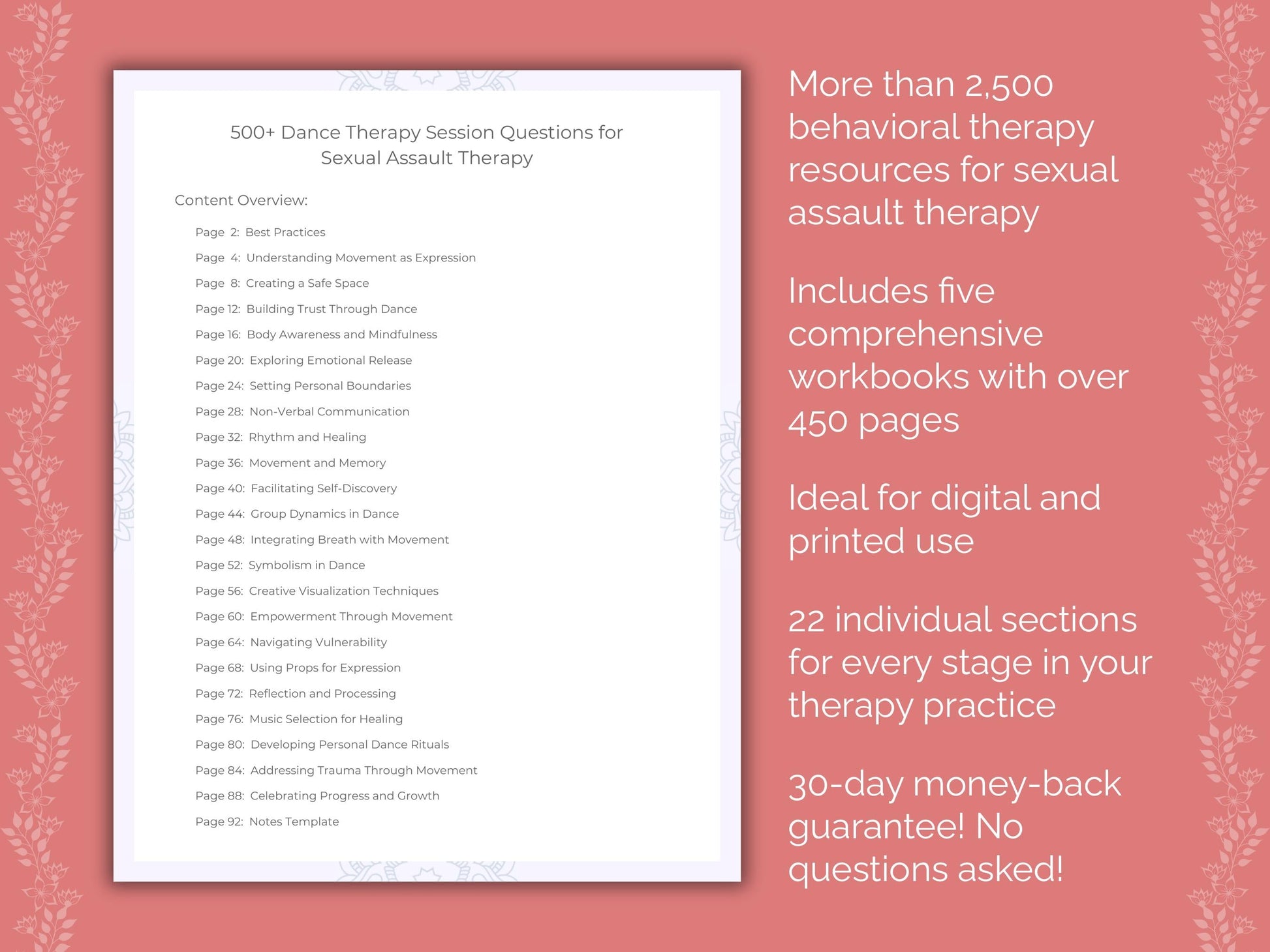 Sexual Assault Dance Therapy Therapist Worksheets